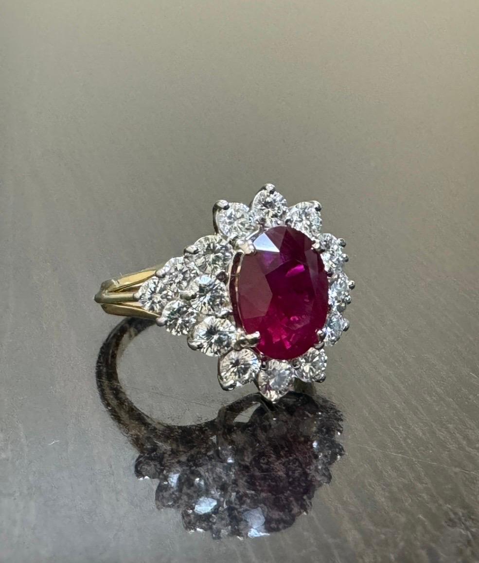 GIA Certified 4.07 Carats Oval Burma Ruby Diamond Engagement Ring For Sale 4