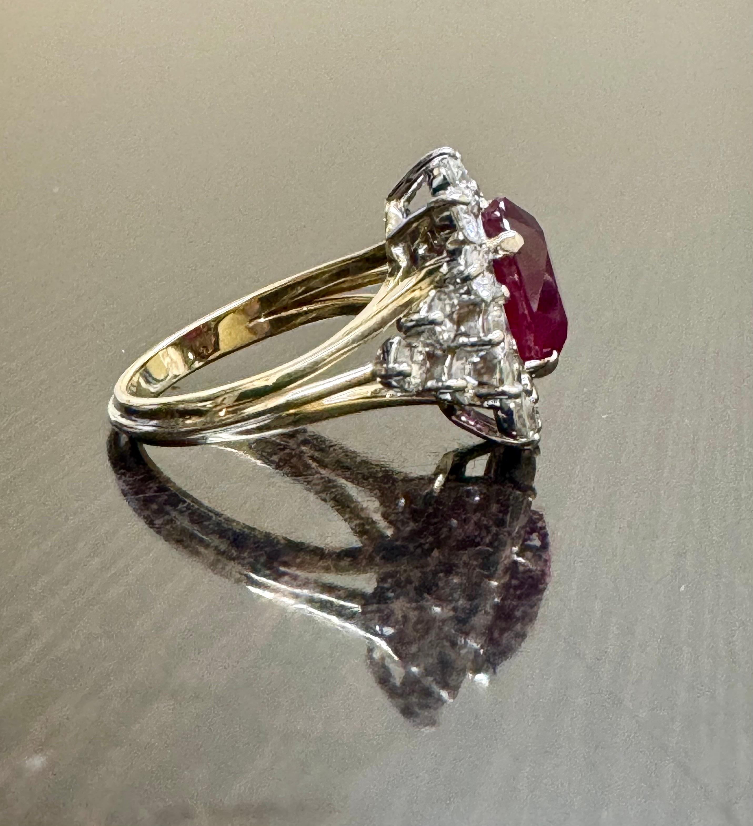 GIA Certified 4.07 Carats Oval Burma Ruby Diamond Engagement Ring For Sale 2