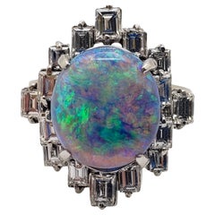 Anillo de oro blanco de 14 quilates con diamante ópalo natural certificado por GIA de 4,07 quilates