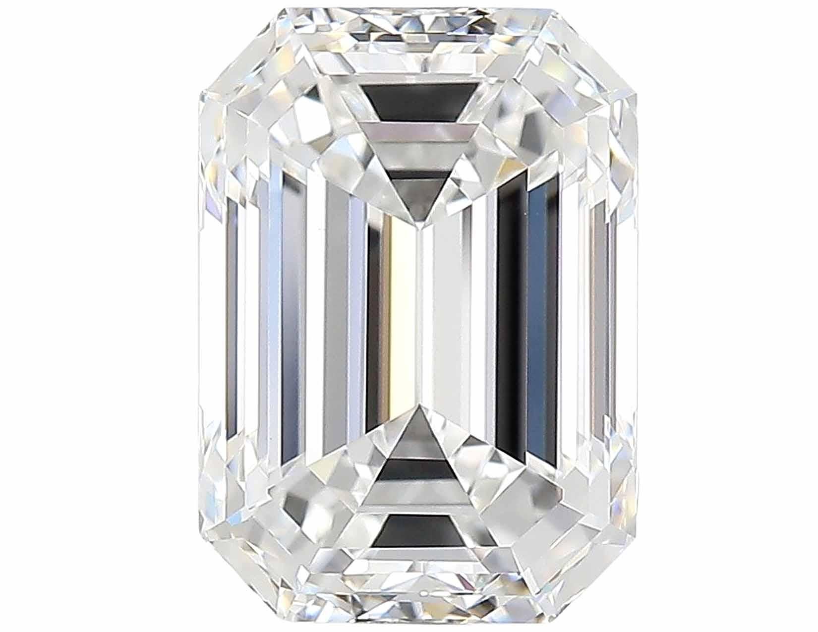 Contemporary GIA Certified 4.03 Emerald Cut Diamond Engagement Ring in Platinum with Tapered For Sale