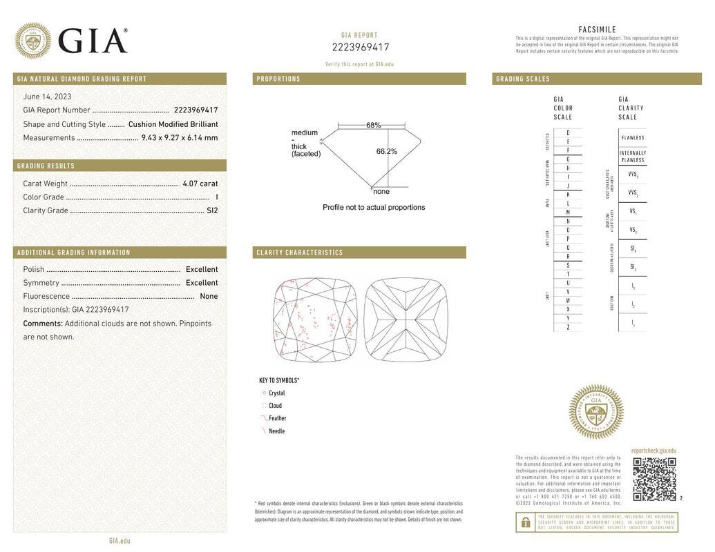 Contemporain Bague en diamant certifié GIA de 4,07 ct coussin entrelacé Garden Flower Vine en vente