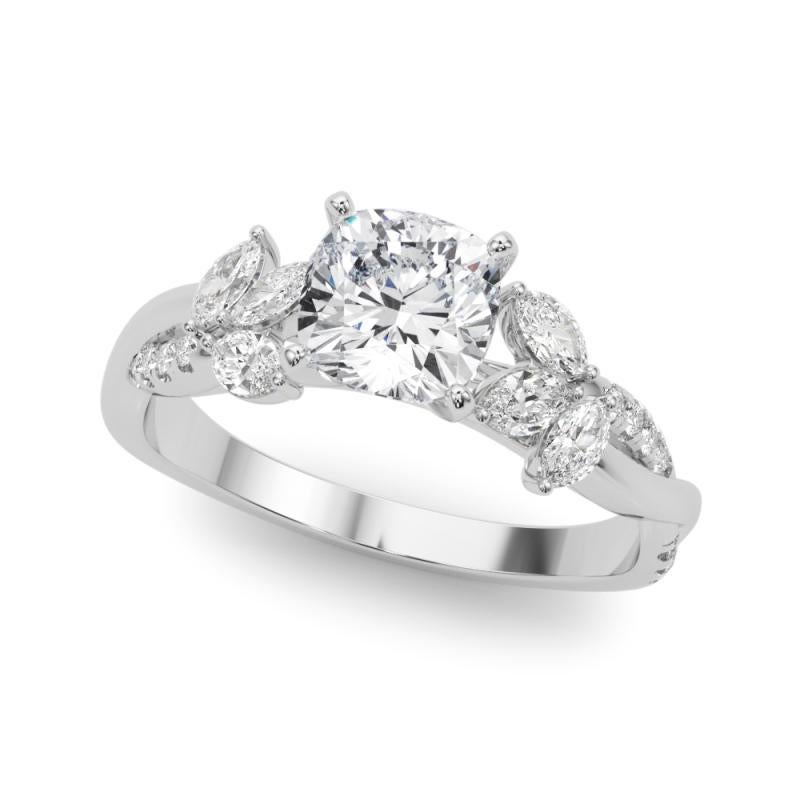 Taille coussin Bague en diamant certifié GIA de 4,07 ct coussin entrelacé Garden Flower Vine en vente