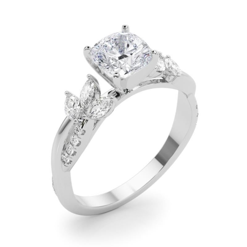 Bague en diamant certifié GIA de 4,07 ct coussin entrelacé Garden Flower Vine Pour femmes en vente