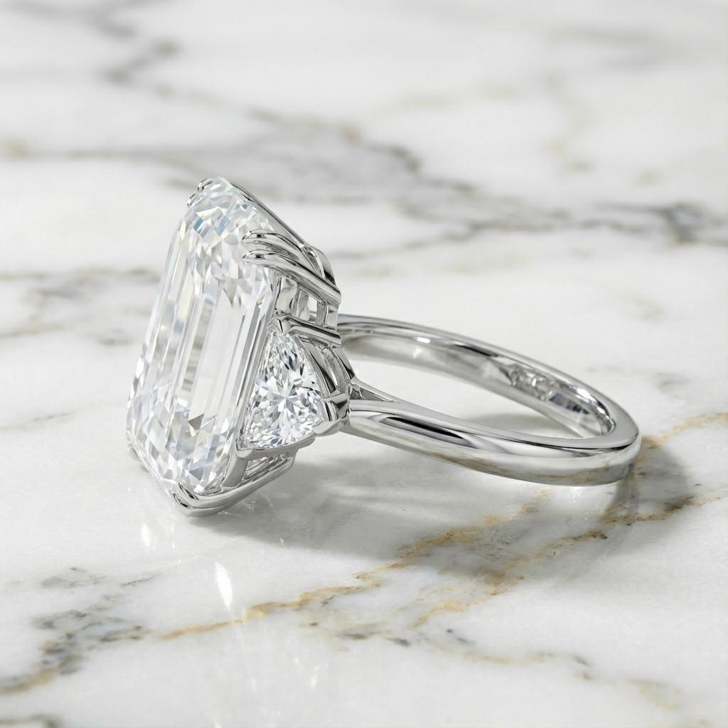 GIA-zertifizierter 4,08-Karat-Diamantring mit Smaragdschliff (Zeitgenössisch) im Angebot