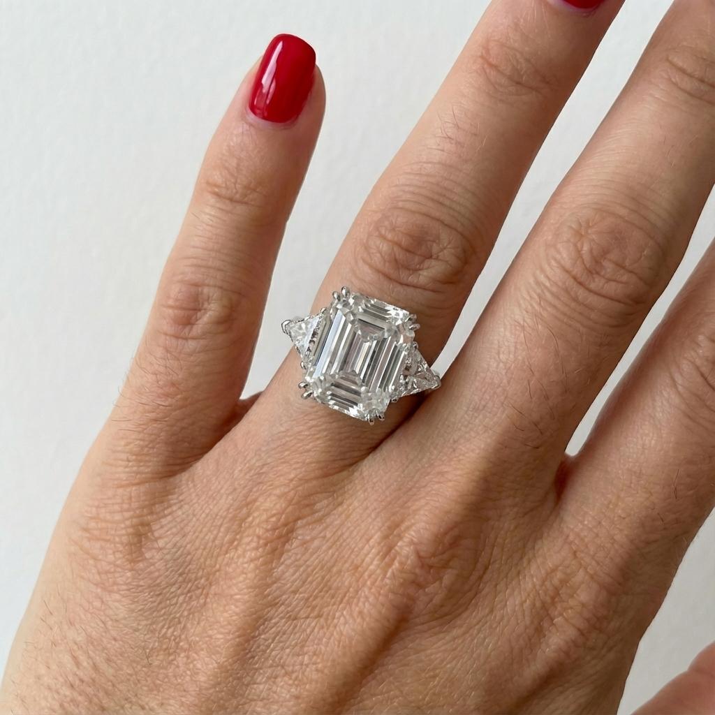 GIA-zertifizierter 4,08-Karat-Diamantring mit Smaragdschliff im Zustand „Neu“ im Angebot in Chicago, IL