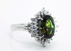 GIA Certified 4.08 Carat Natural Alexandrite and Diamond Ring