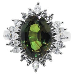GIA Certified 4.08 Carat Natural Alexandrite and Diamond Ring