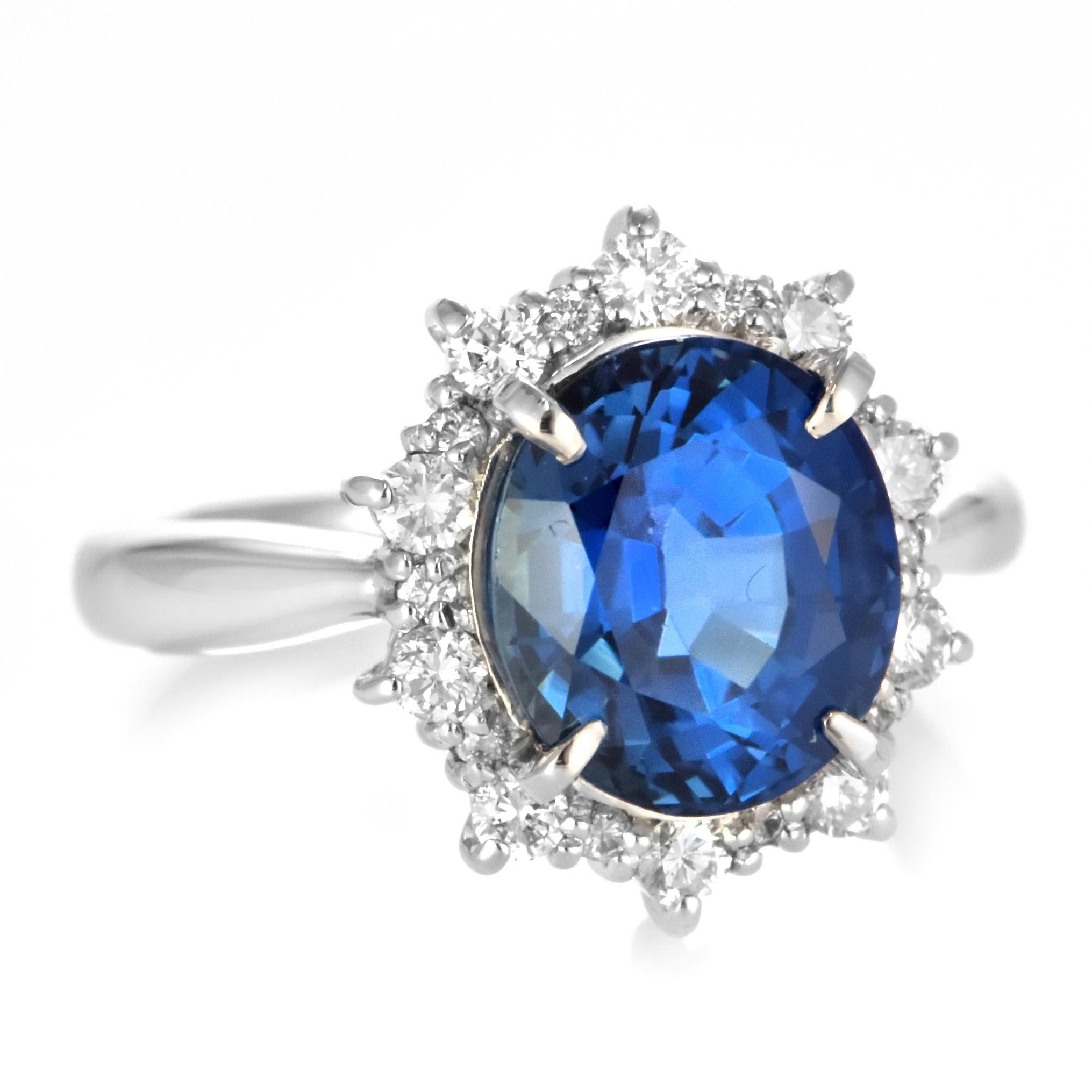 GIA zertifiziert 4,08 Karat natürlichen unbehandelten Saphir Ring in Platin gemacht im Angebot 4