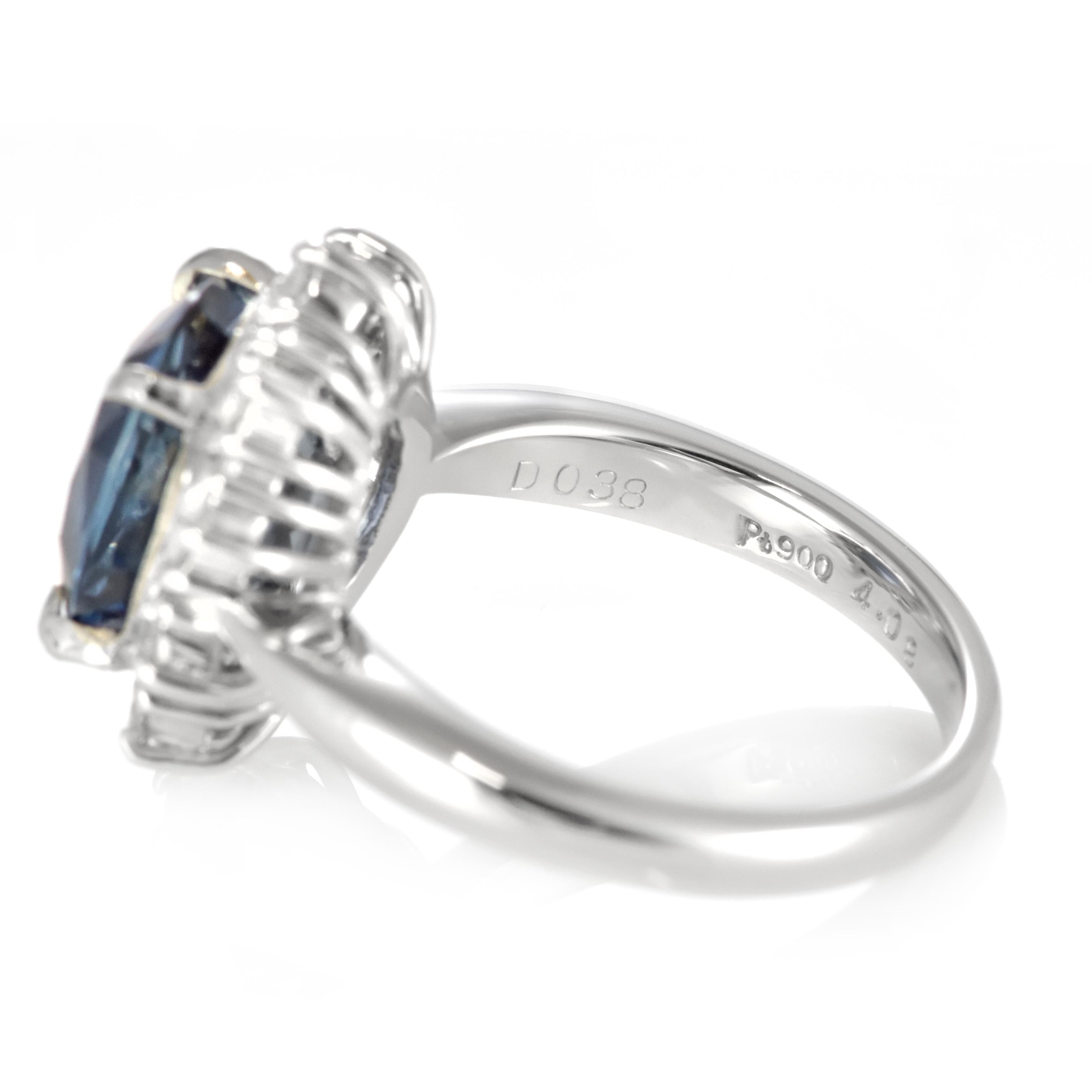 GIA zertifiziert 4,08 Karat natürlichen unbehandelten Saphir Ring in Platin gemacht im Angebot 5
