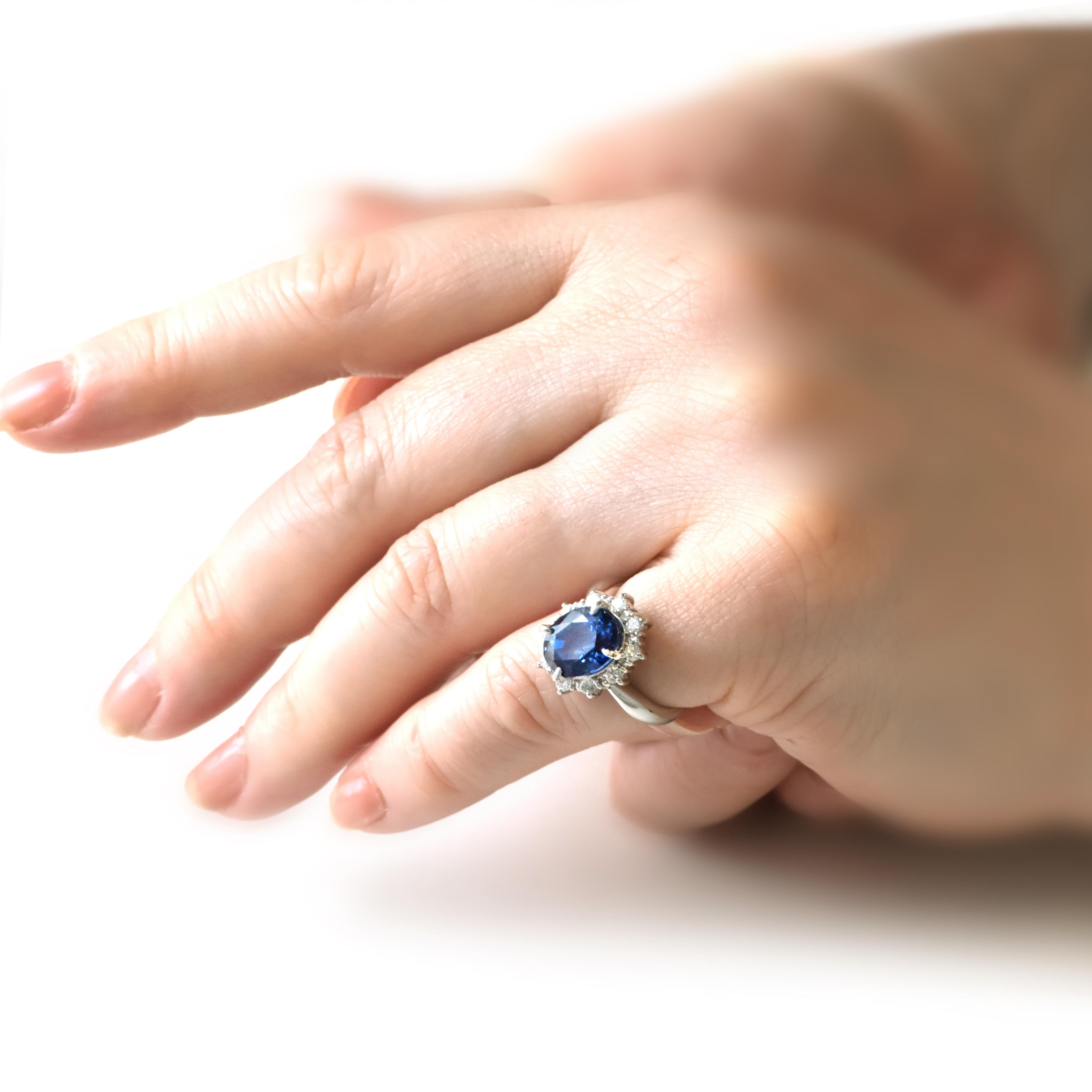 GIA zertifiziert 4,08 Karat natürlichen unbehandelten Saphir Ring in Platin gemacht im Angebot 6