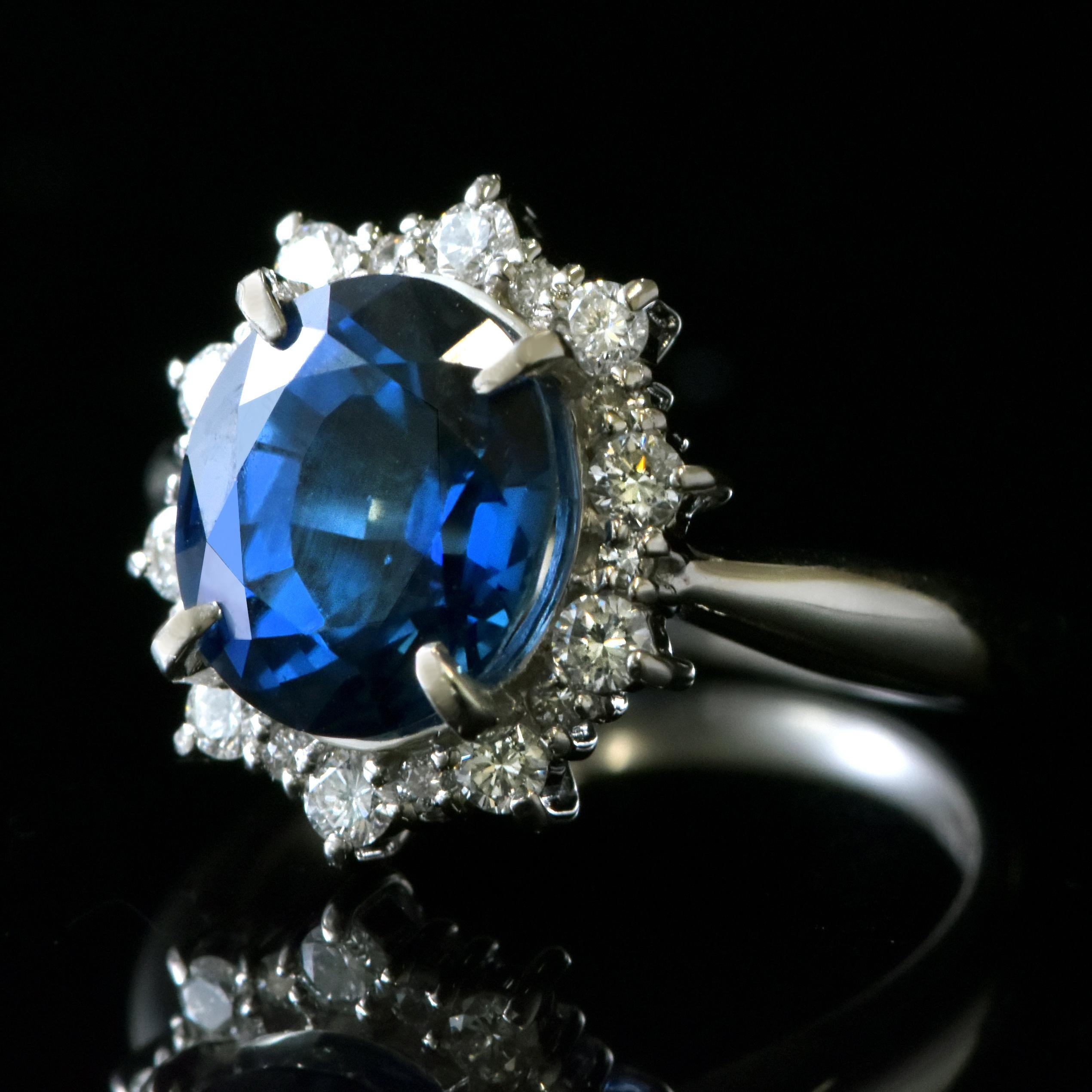 GIA zertifiziert 4,08 Karat natürlichen unbehandelten Saphir Ring in Platin gemacht im Angebot 7