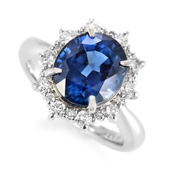 GIA Certified 4.08 Carat Natural Untreated Sapphire Ring Made In Platinum