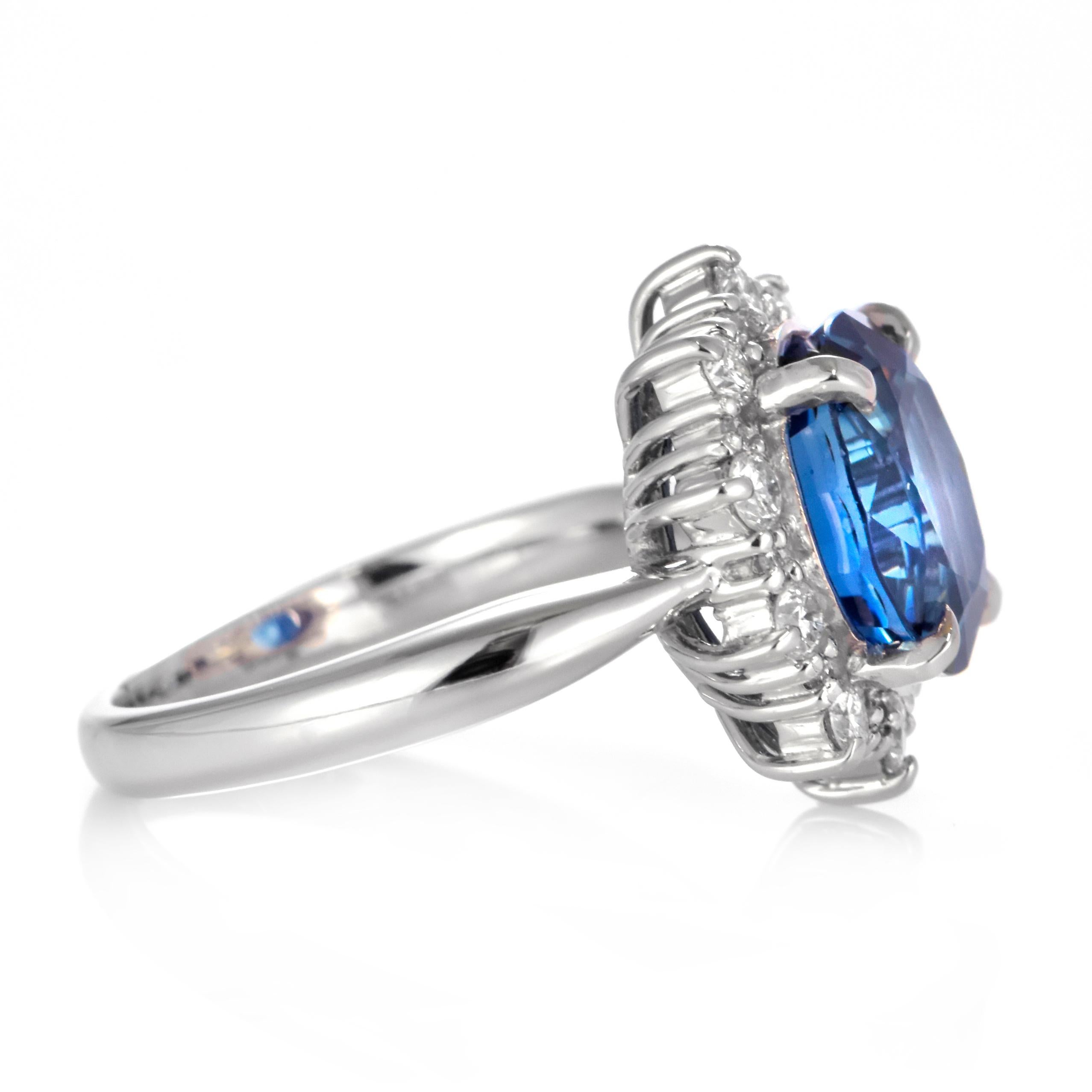 GIA zertifiziert 4,08 Karat natürlichen unbehandelten Saphir Ring in Platin gemacht im Angebot 3