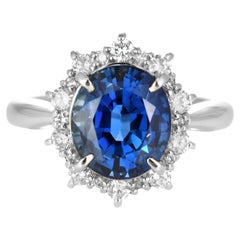 GIA Certified 4.08 Carat Natural Untreated Sapphire Ring Made In Platinum (bague en saphir naturel non traité certifiée GIA)