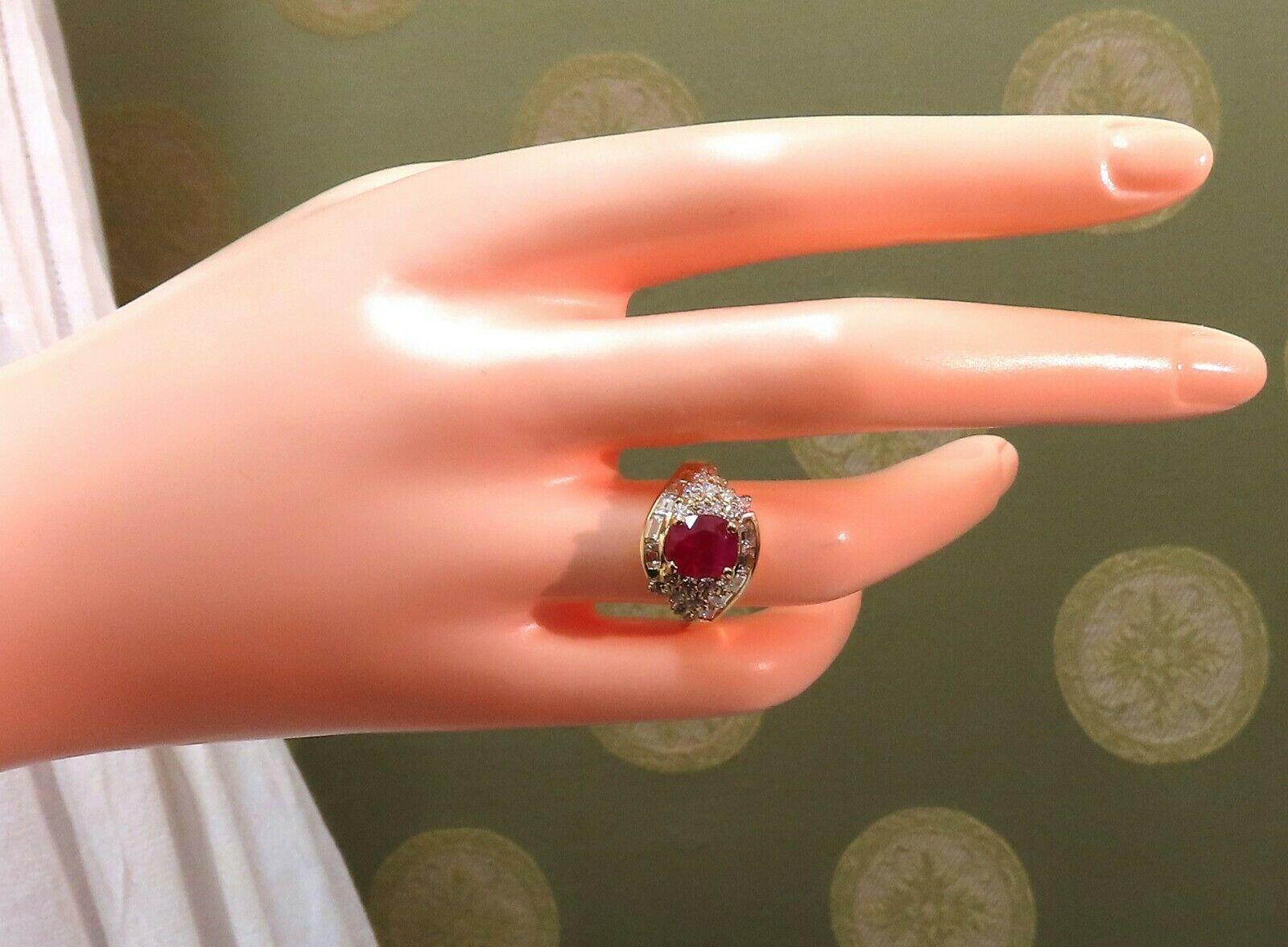 Cushion Cut GIA Certified 4.08 Carat Burma Red Ruby Diamonds Ring 18 Karat For Sale
