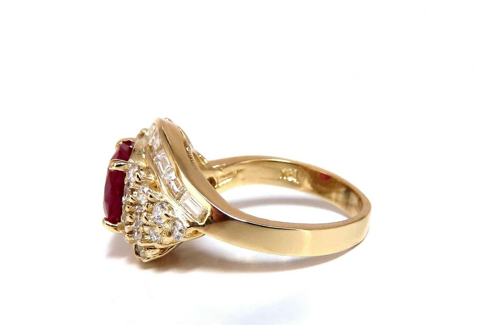 GIA Certified 4.08 Carat Burma Red Ruby Diamonds Ring 18 Karat For Sale 1