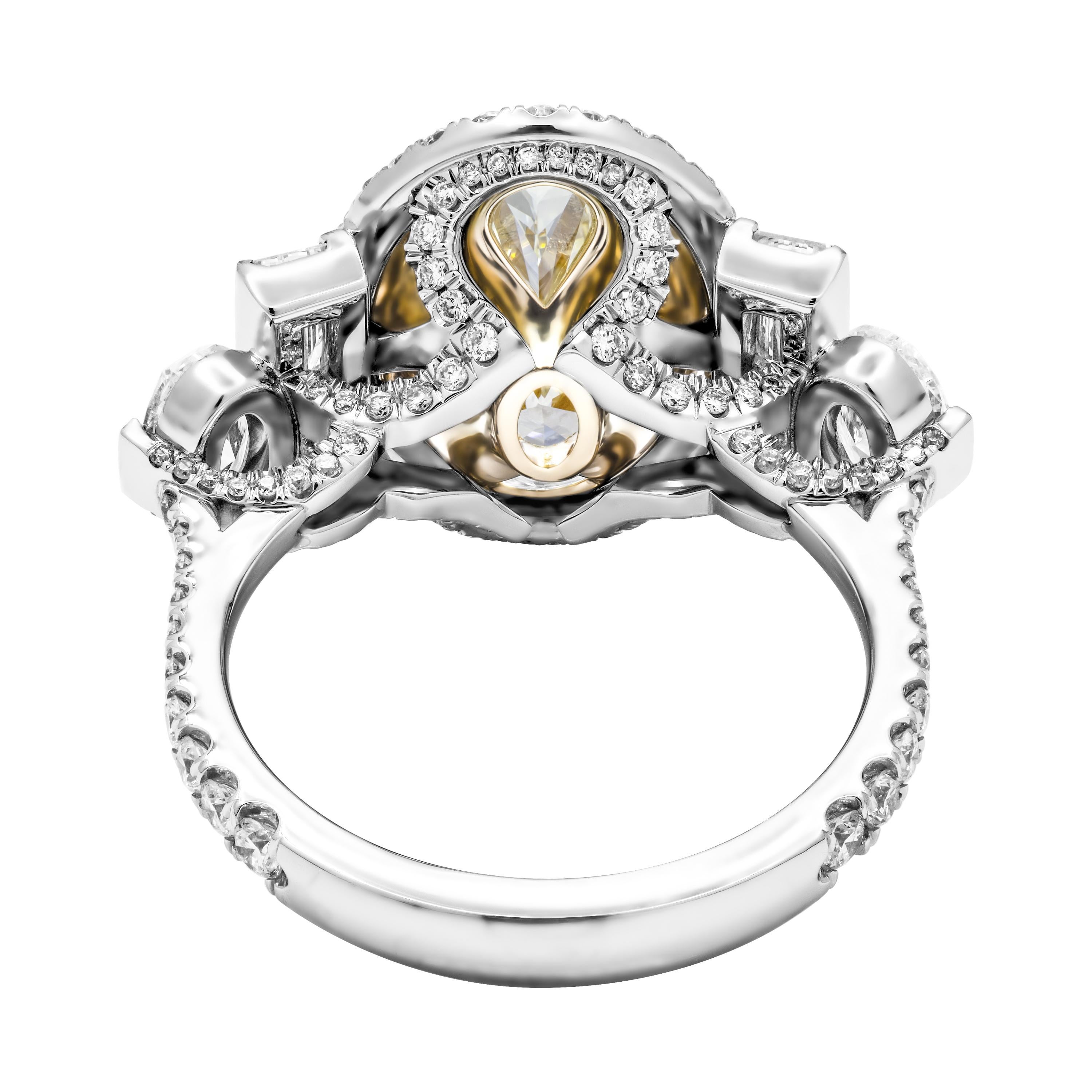 Art Deco GIA Certified 4.08 Carat Carat Oval Diamond Cocktail Ring