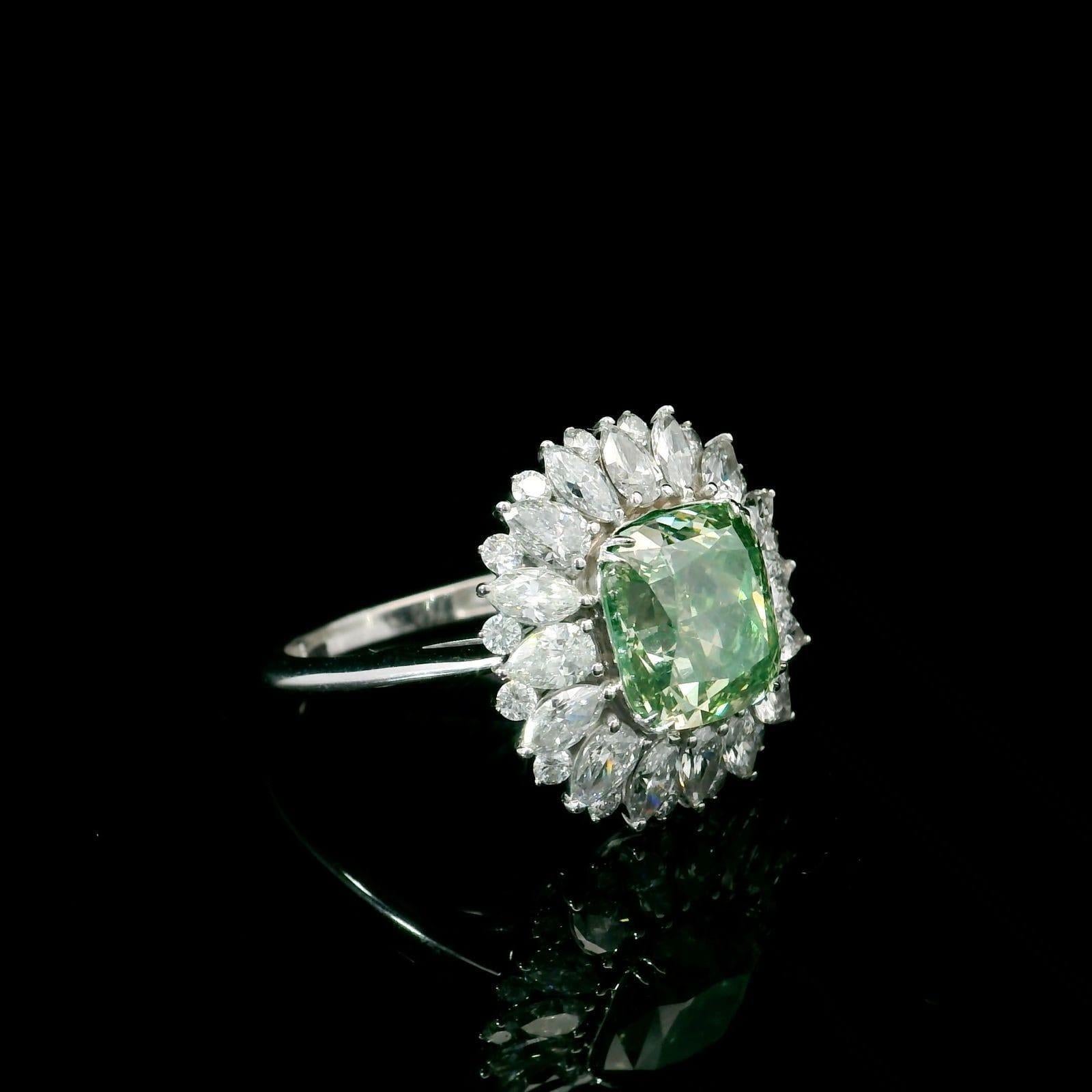 Women's or Men's GIA Certified 4.09 Carat Fancy Brownish Greenish Yellow SI1 Clarity Diamond Ring For Sale