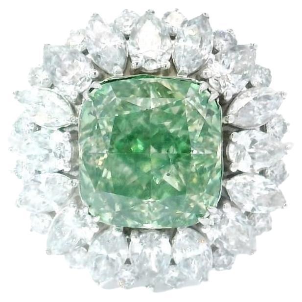 GIA Certified 4.09 Carat Fancy Brownish Greenish Yellow SI1 Clarity Diamond Ring