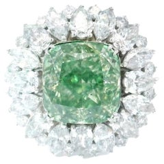 GIA Certified 4.09 Carat Fancy Brownish Greenish Yellow SI1 Clarity Diamond Ring