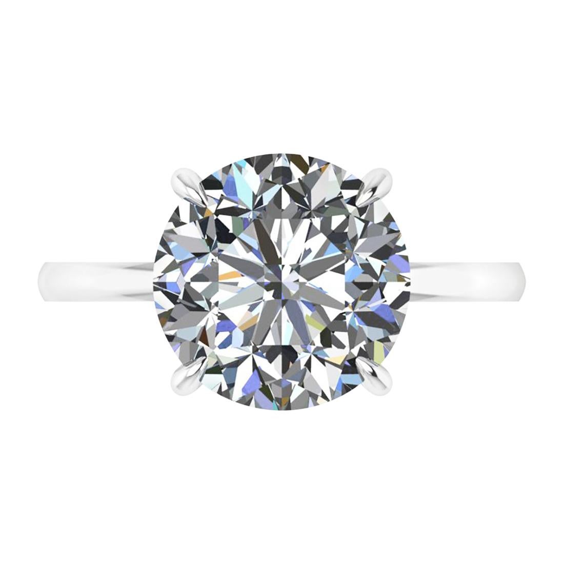 GIA-zertifizierter 4,09 Karat runder Diamant Platin 950 Solitär-Ring