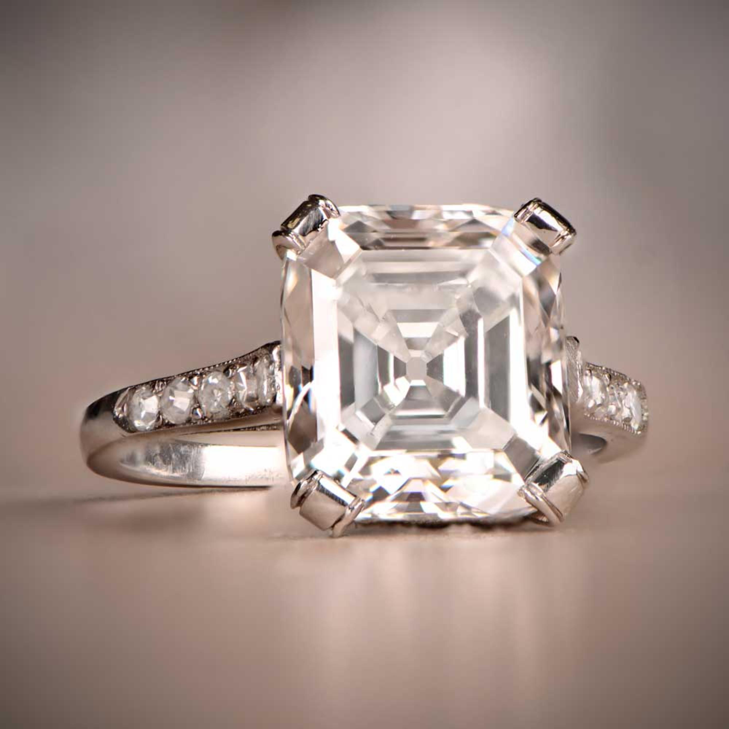 GIA Certified Rare 4.01 CT Square Emerald Cut Natural Diamond Ring in Platinum

A Copy of the GIA Certificate is Available Upon Request.

A stunning ring featuring IGI/GIA Certified 4.01 Carat Natural Diamond VS1 and 0.08 Carat of Diamond Accents
