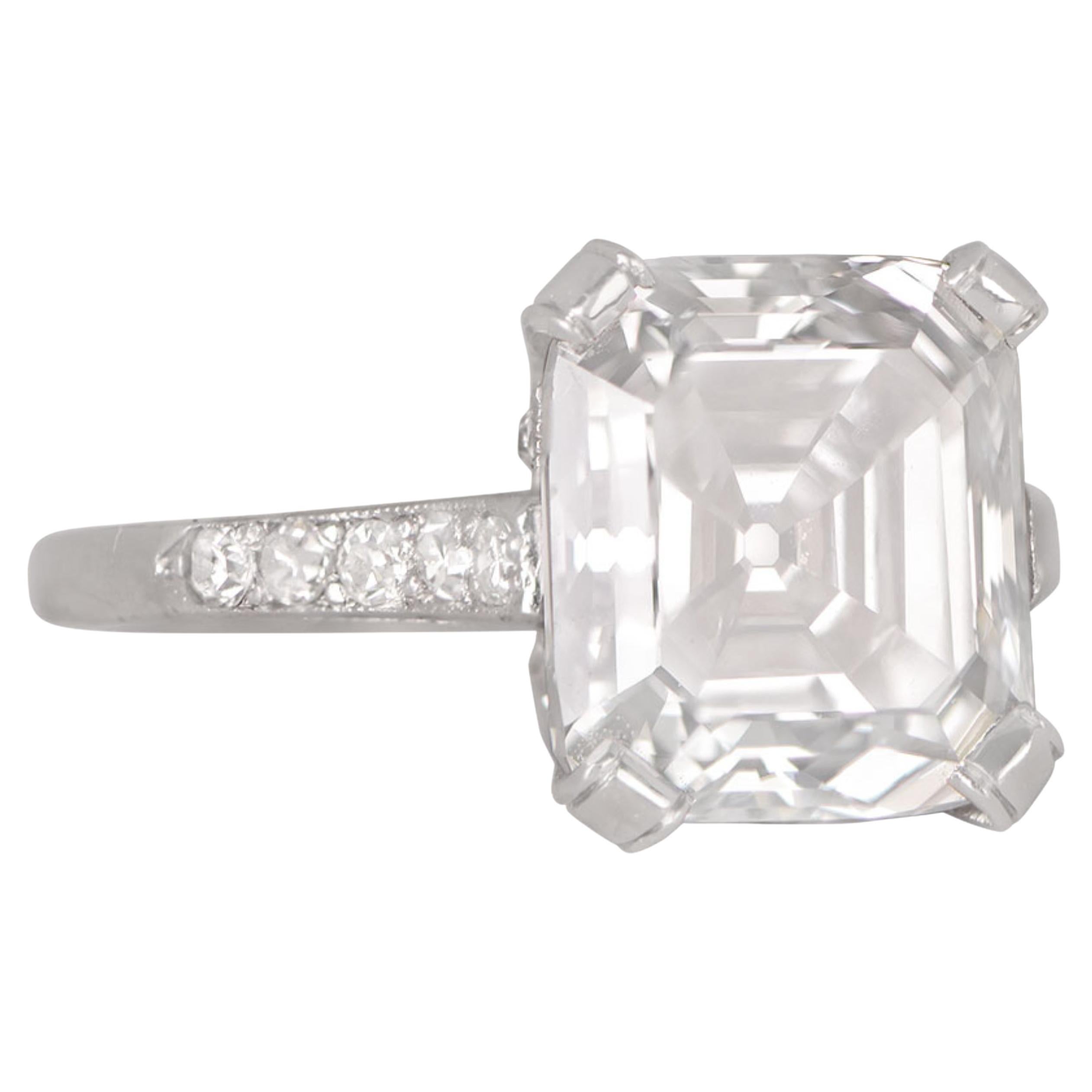 GIA Certified Rare 4.01 CT Square Emerald Cut Natural Diamond Ring in Platinum For Sale