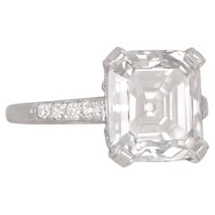 GIA Certified Rare 4.01 CT Square Emerald Cut Natural Diamond Ring in Platinum