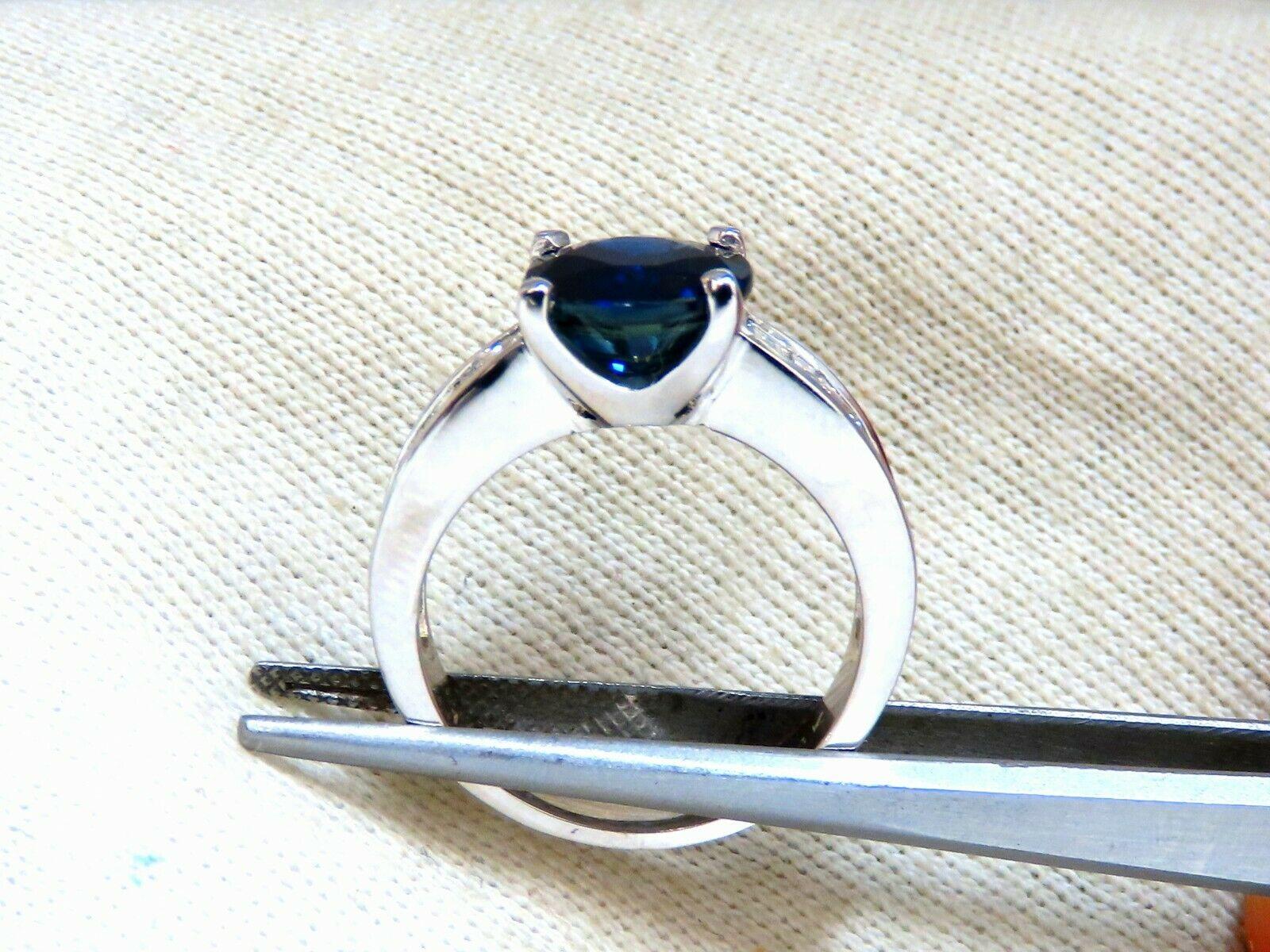 Round Cut GIA Certified 4.09ct Natural Round No Heat Sapphire Diamond Ring Unheated 14kt For Sale