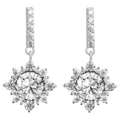 GIA-Bericht zertifiziert 2 Karat Art Deco Diamond Round Cut Drop Dangle Ohrringe