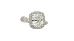 GIA Certified 4.10 Carat Cushion H/VS1 Diamond Swirl Engagement Ring