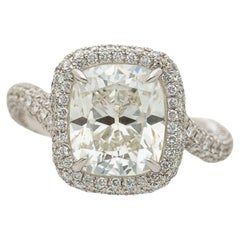 Bague de fiançailles tourbillon avec diamant taille coussin de 4,10 carats certifié GIA H/VS1