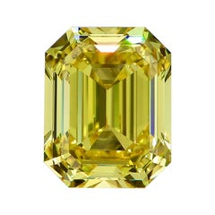 GIA Certified 4.10 Carat Natural Fancy Vivid Yellow VVS1 Emerald Cut Diamond
