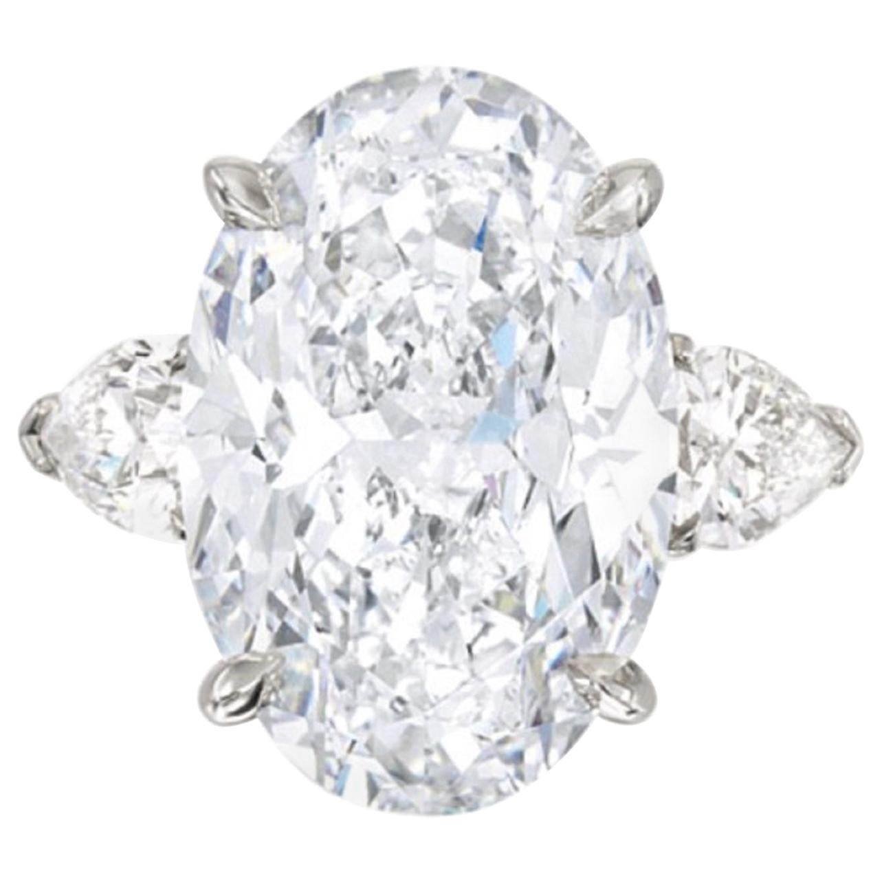 GIA Certified 4 Carat Oval Diamond Platinum Ring I Color 