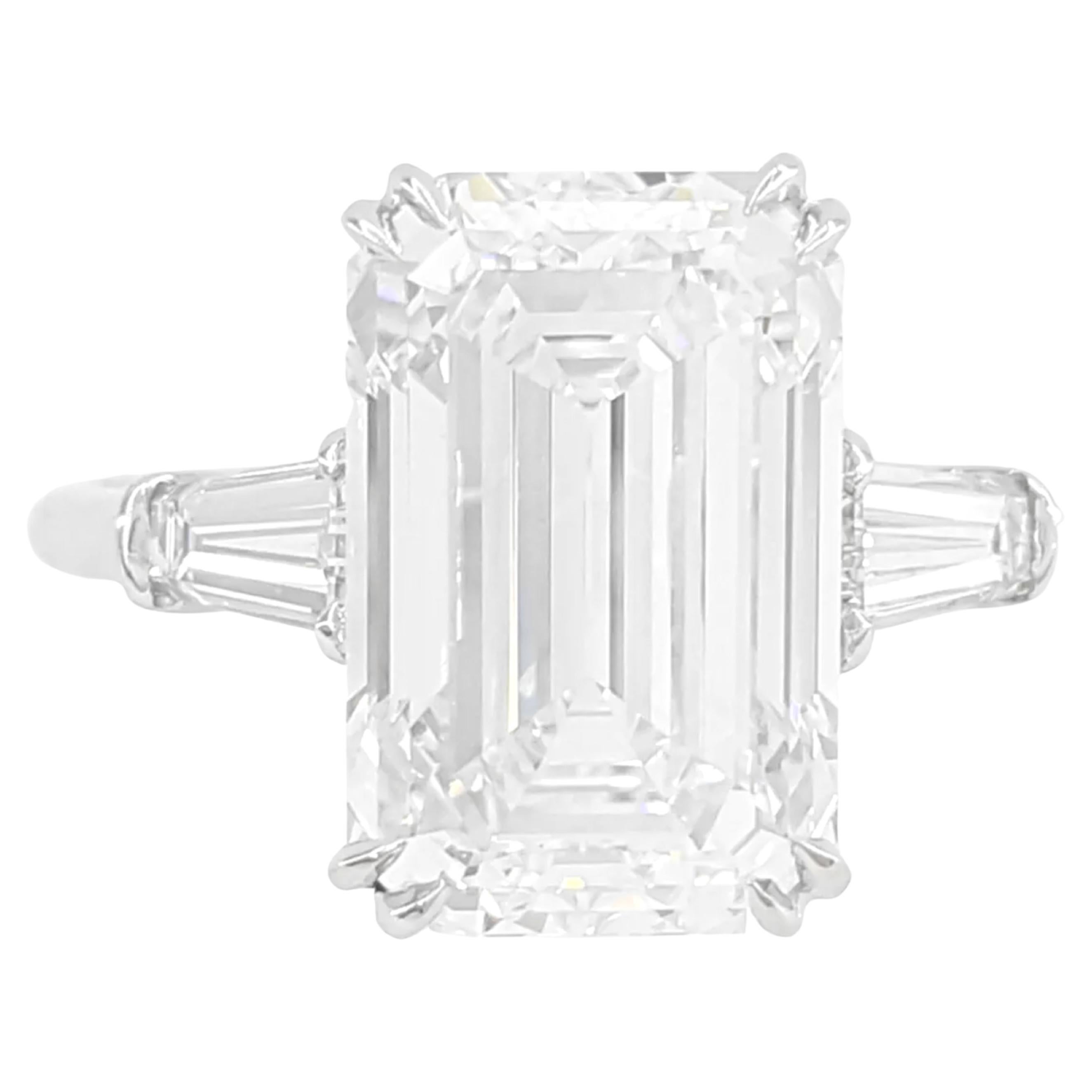 GIA Certified 4.11 Carat Emerald Cut Diamond Ring D COLOR FLAWLESS