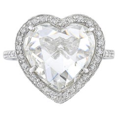 GIA-zertifizierter 4,11 Karat Ring in Herzform aus Platin mit Rosenschliff