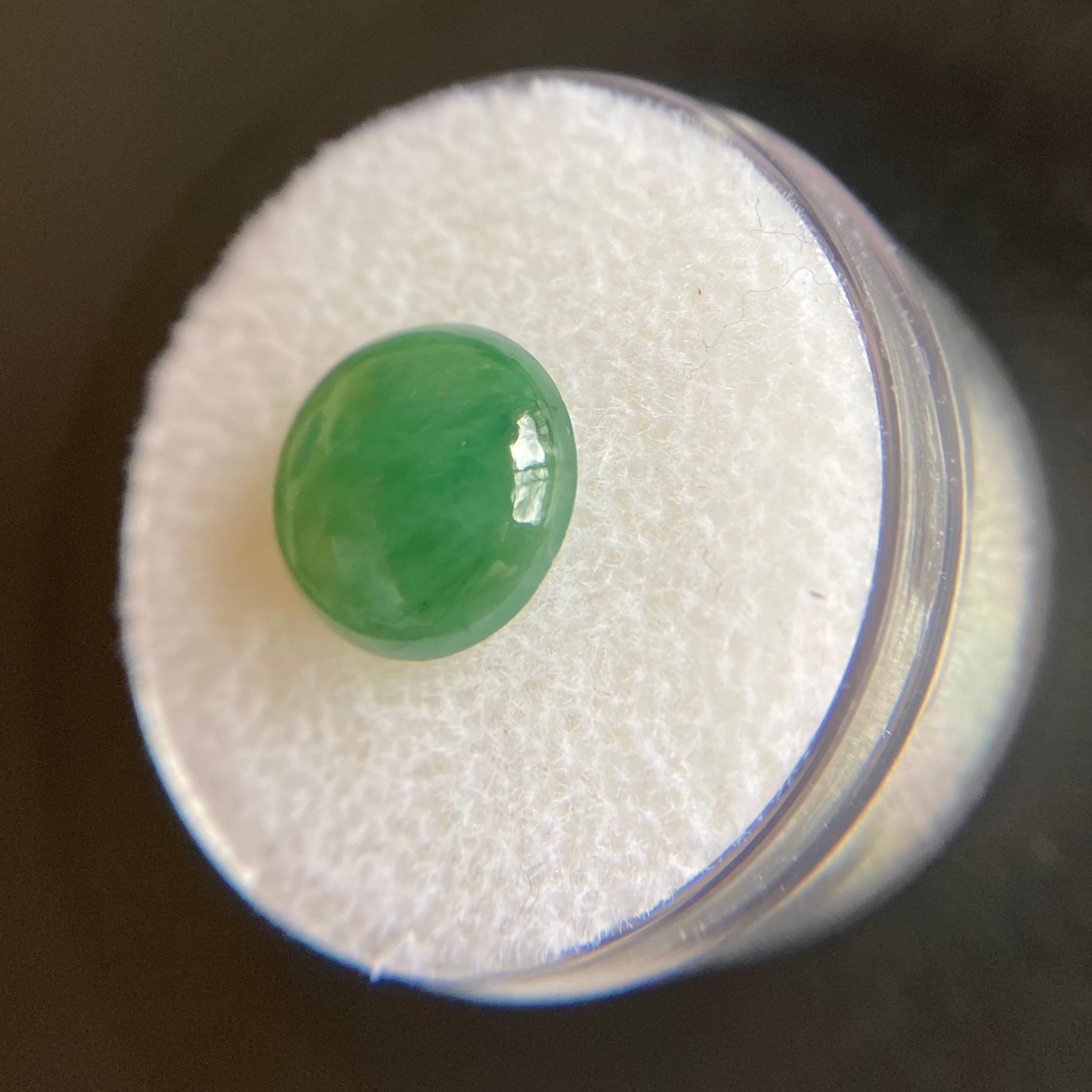 GIA Certified 4.11 Carat Jadeite Jade ‘A’ Grade Deep Green Round Cabochon Gem In New Condition In Birmingham, GB
