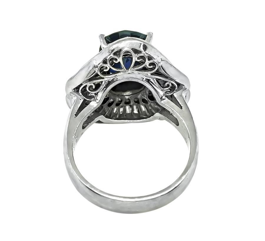 Anillo de diamantes de 1,23 ct y zafiro de 4,11 ct certificado por GIA Corte oval en venta