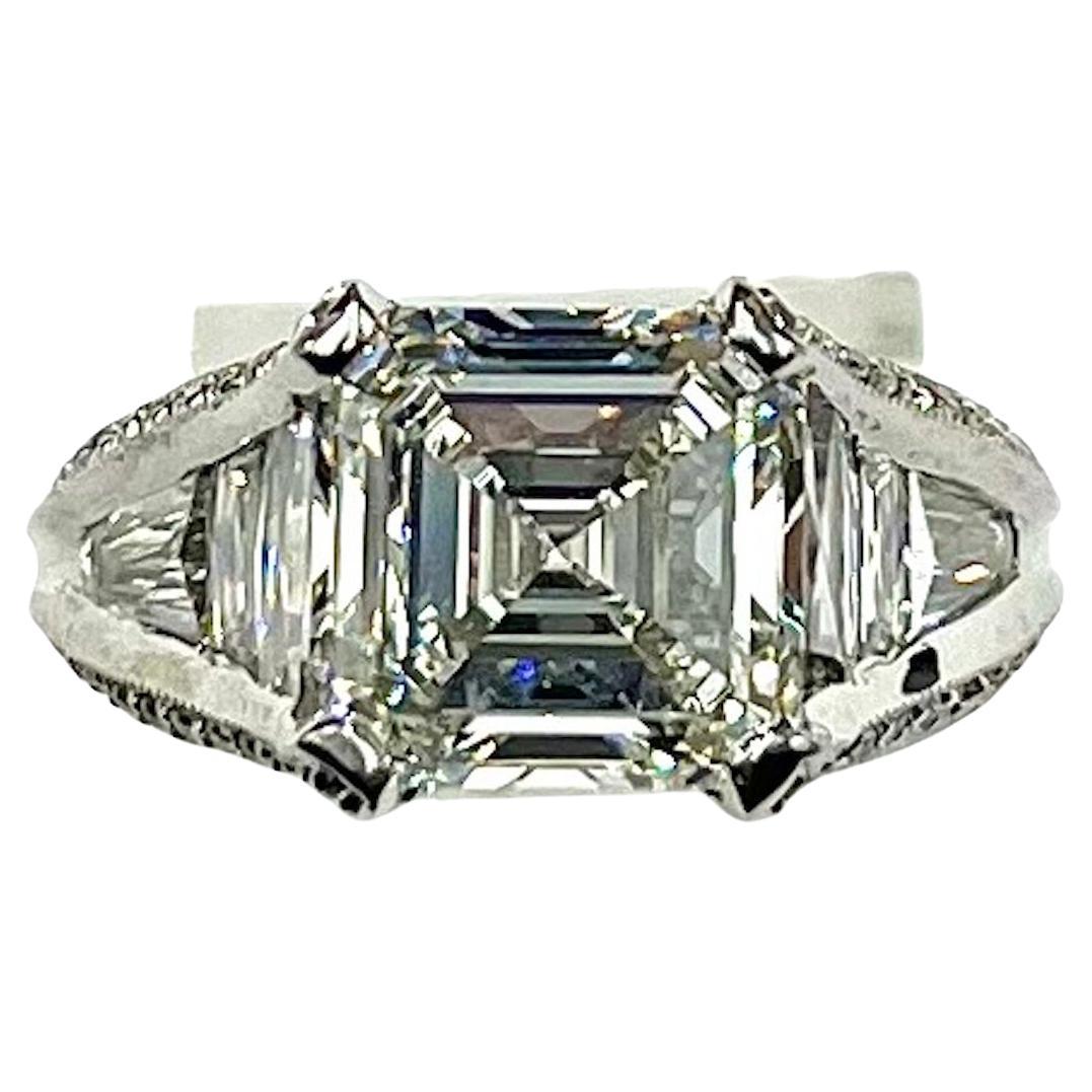 GIA Certified 4.11Ct Square Emerald Cut Diamond, I-IF For Sale