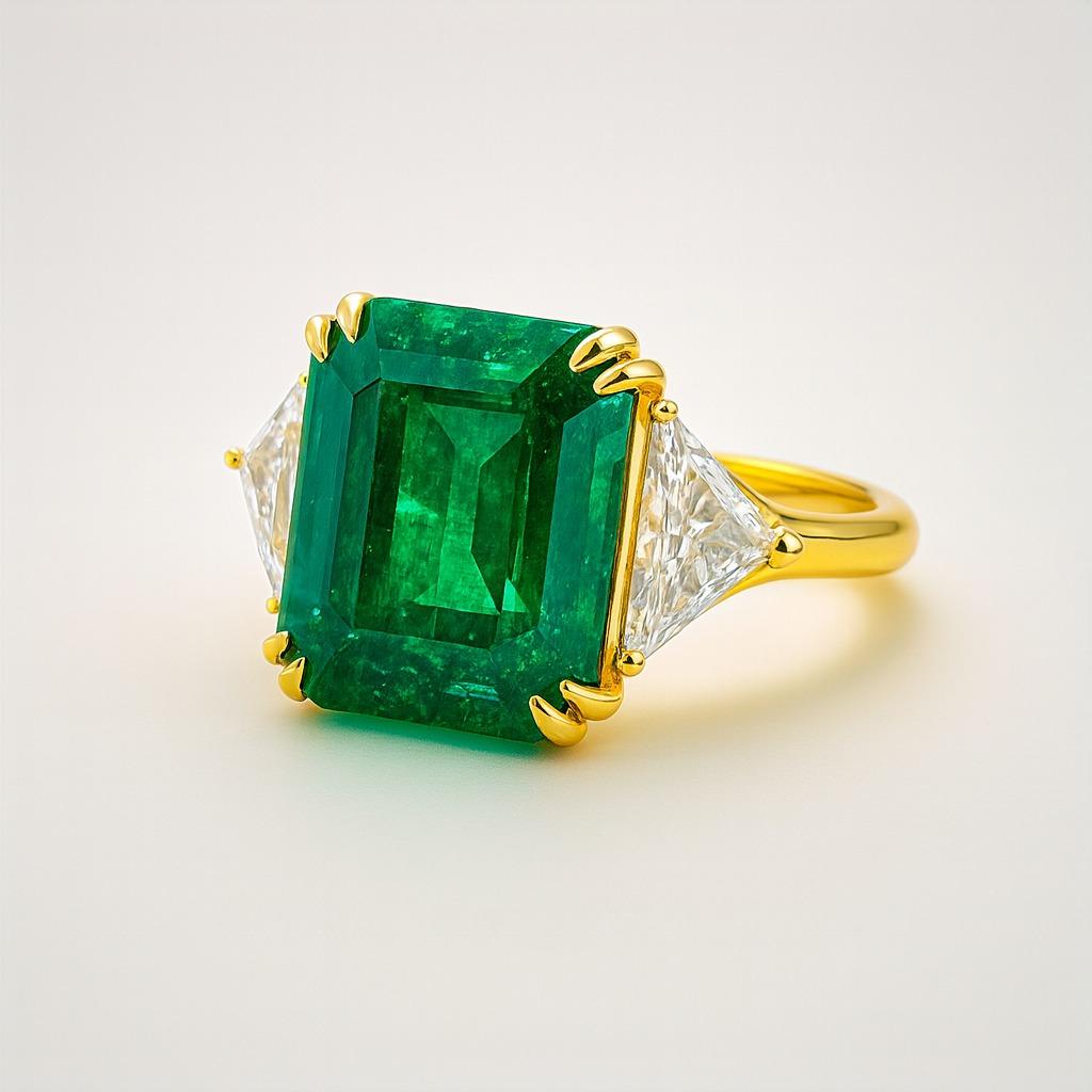 GIA zertifiziert 4,12 Karat Smaragd Grün Smaragd Diamant Platin Ring (Zeitgenössisch) im Angebot