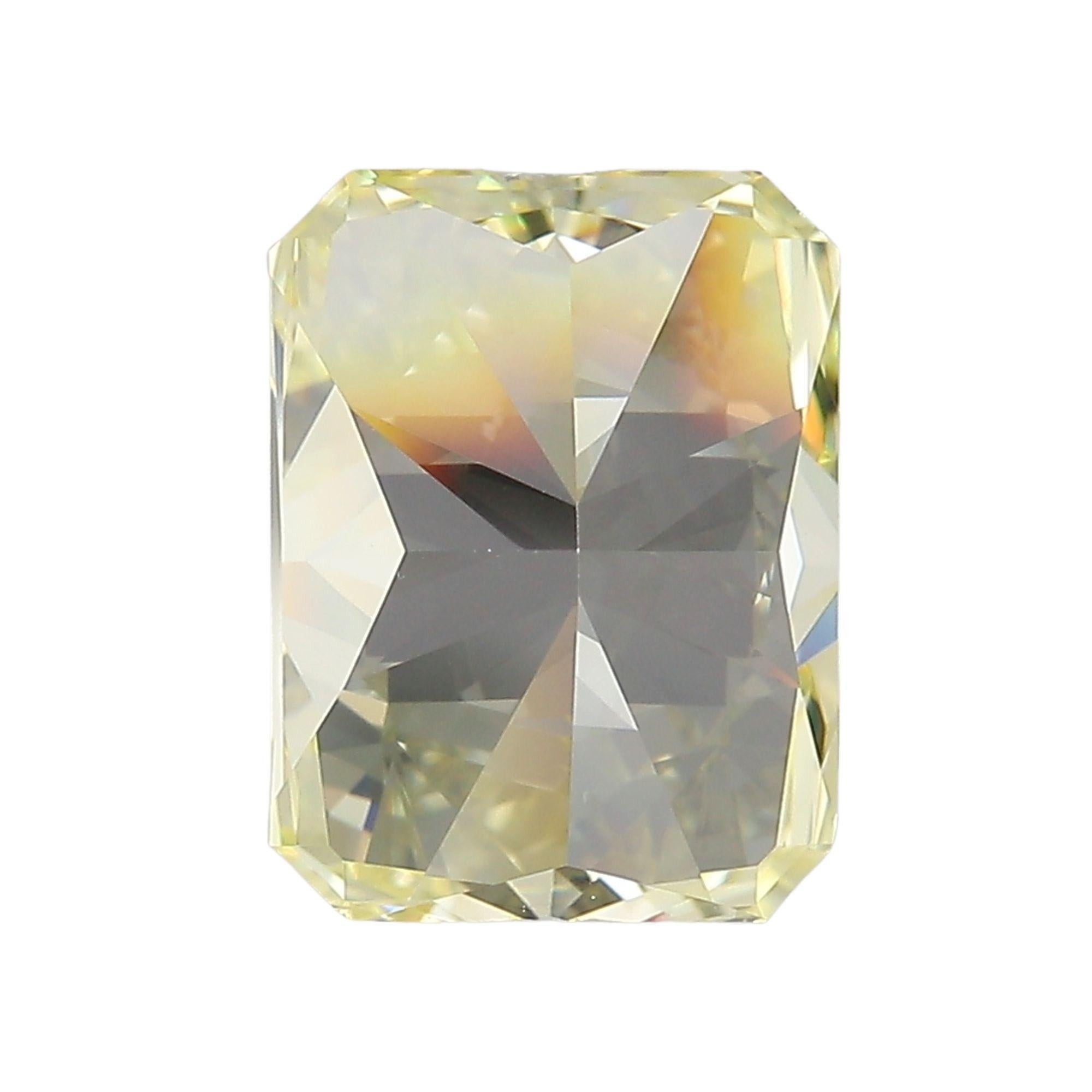 GIA Certified 4.12 Carat Fancy Yellow VS1 Radiant Cut Diamond Loose Stone For Sale 1