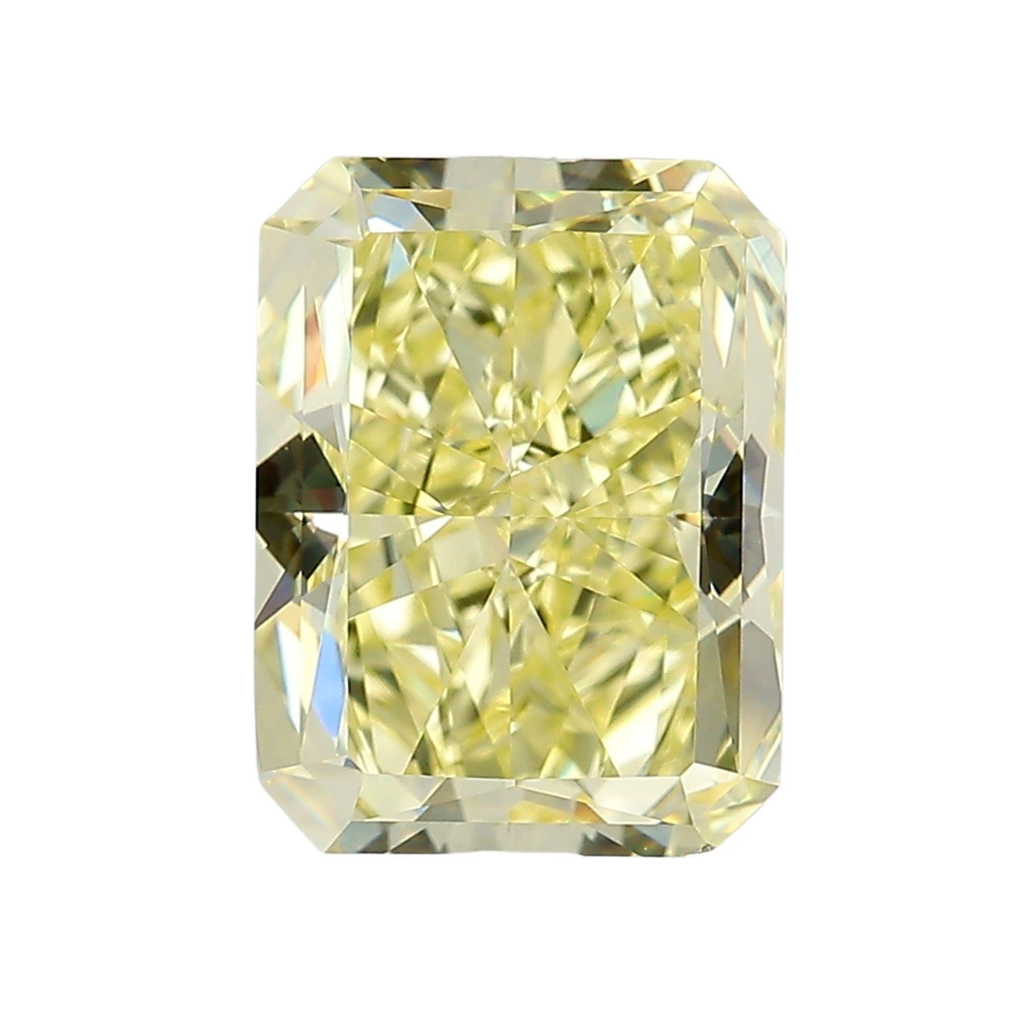 GIA Certified 4.12 Carat Fancy Yellow VS1 Radiant Cut Diamond Loose Stone For Sale 2