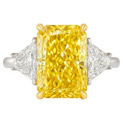 Bague en diamant certifié GIA de 4,12 carats, taille radiant, de couleur jaune VIVID