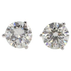 GIA Certified 4.12 Carat Total Weight Natural Diamond Martini Set Stud Earrings