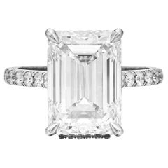 GIA Certified 4.13 Carat D Flawless Emerald Cut Diamond Ring in Platinum