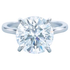 GIA Certified 4.13 Carat Round Brilliant Cut Diamond Platinum Ring