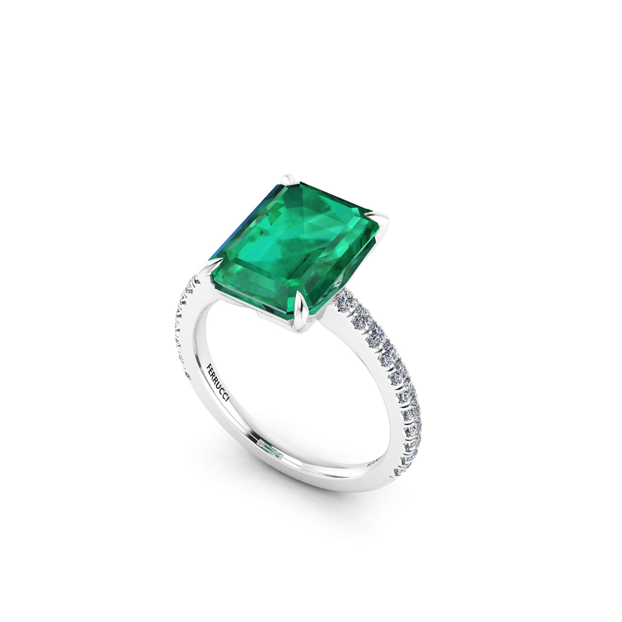 Art Deco GIA Certified 3.13 Carat Emerald and Diamond Platinum Ring