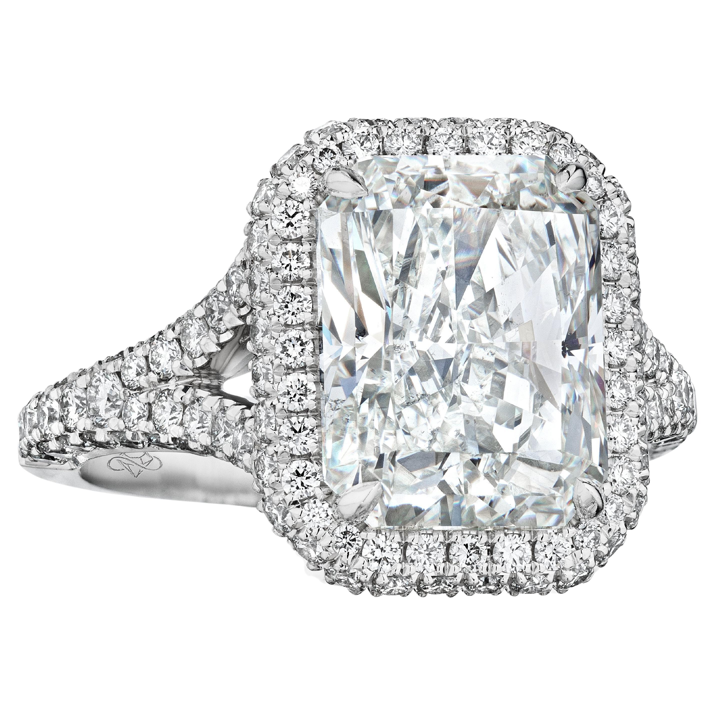 GIA Certified 4.14 Carat F VS2 Radiant Diamond Engagement Ring "Patricia" For Sale