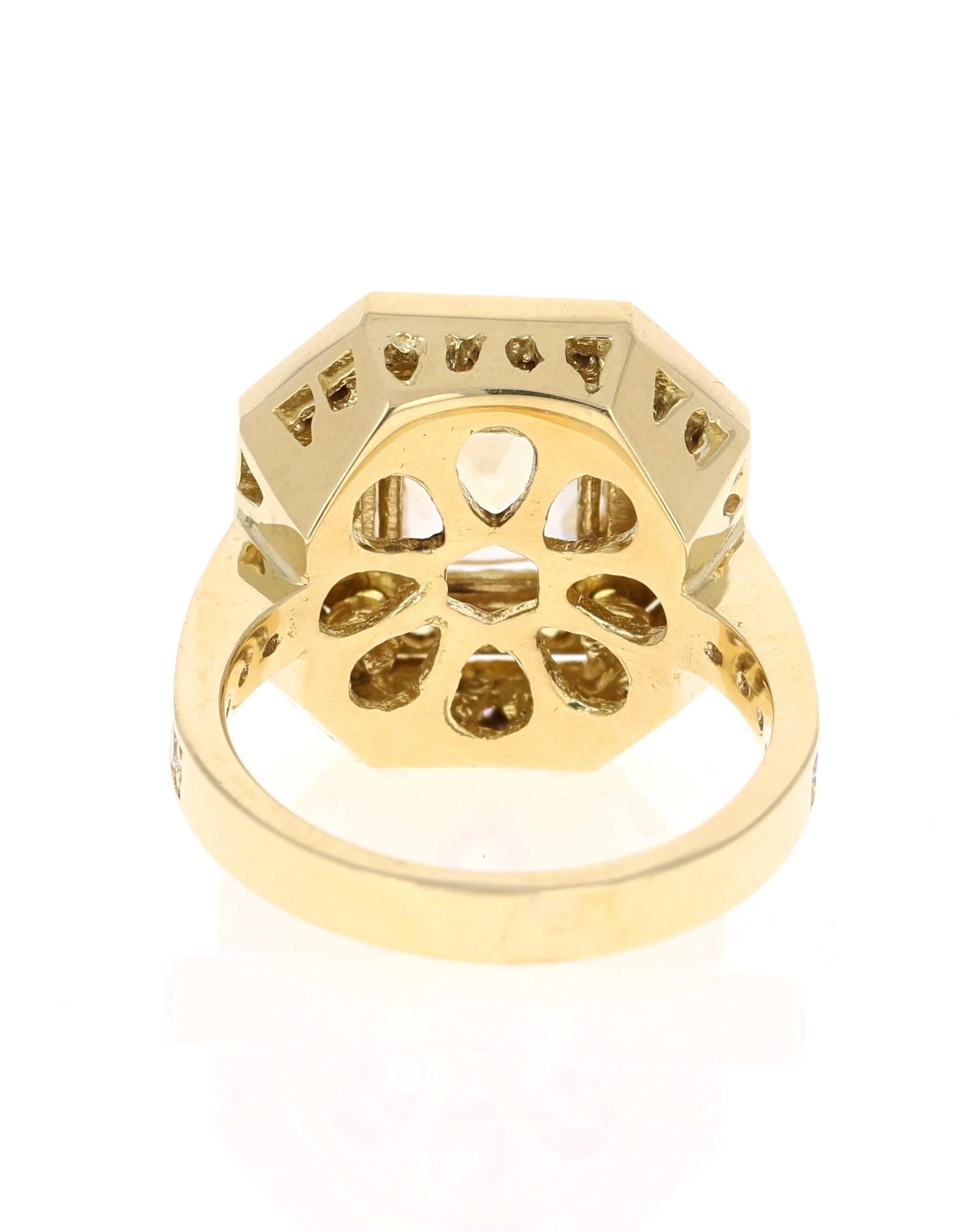 Cushion Cut GIA Certified 4.14 Carat Non-Heated Yellow Pink Sapphire Diamond 18K Gold Ring