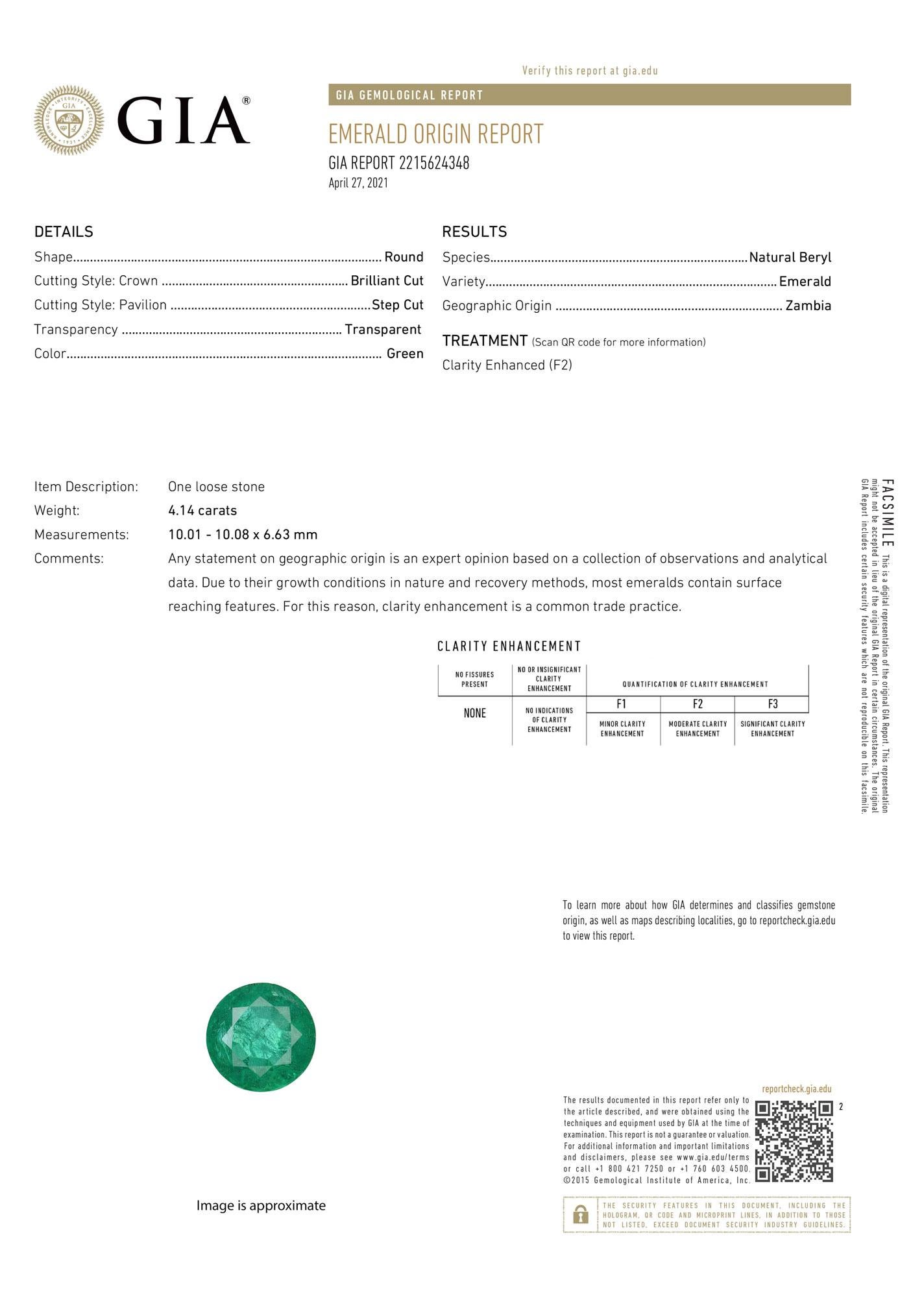 GIA-zertifizierter 4,14 Karat runder grüner Smaragd Halo 14K Weißgold Diamantring im Angebot 2